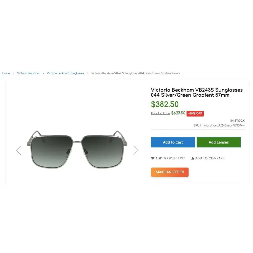 VICTORIA BECKHAM NEW Coin-Edge Navigator Sunglasses, Full Inclusion, Silver